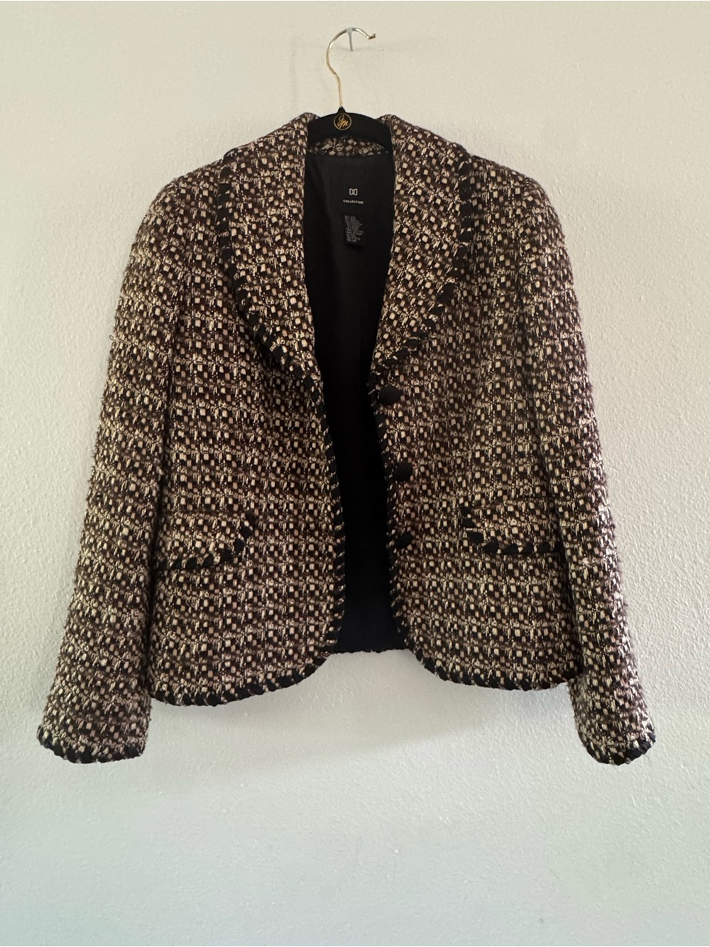 DD Collection Black and Cream Tweed Bouclé Blazer